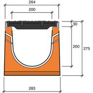 CANIVEAU BETON URBAN-I 200 H200+GRILLES FONTE VIBRATION PMR D400 1M CE