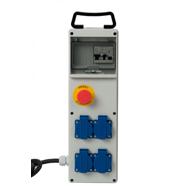 Coffret monophasé 4 prises à clapet 2P+T 16A 250V + arrêt d’urgence