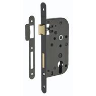 Boitier de serrure à encastrer époxy noir axe 50mm cylindre 2 tours