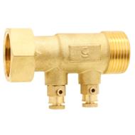 Clapet laiton droit DN 15 58mm 20/27 2x purge à volant NF