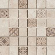 Mosaïque 4,8x4,8cm travertin blanc 30,5x30,5cm Ep.10mm