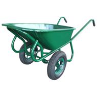 Brouette pro voirie 2 roues gonflables 160L verte