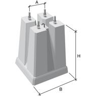 Massif candélabre GR7 Ø20 300x300mm mât 9-11m 504kg 60x60x90cm