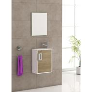 Lave mains mural PYNKY avec miroir mélaminé blanc 40x50x23cm