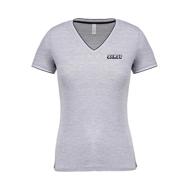 T-shirt maille piquée col V femme grey/white/navy taille S