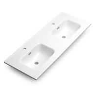Plan céramique double vasque ONIX NEW blanc L.121,5cm P.46,5cm Ep.1,5cm