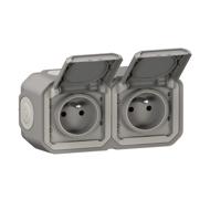 PRISE DOUBLE PLEXO GRIS SAILLIE 2X2P+T
