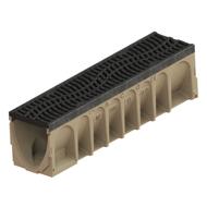 CANIVEAU POLYMERE MULTIDRAIN 200 H26,5 +GRILLE FONTE DUNE D400 PMR 1M