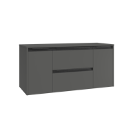 MEUBLE 2 PORTES + 2 TIROIRS TESSY ANTHRACITE L.120CM P.46CM H.48CM