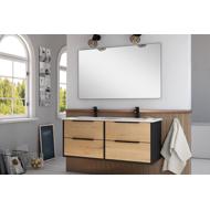 Meuble salle de bain DUOX noir/bois 120x45x45cm