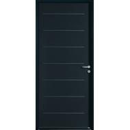 Porte d'entrée acier EQUATION gris 7016 texturé 215x90cm DP D120 alu