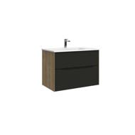 MEUBLE 2 TIROIRS SAHARA CHENE NATUREL/NOIR L.80CM P.46CM H.55CM