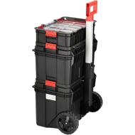 SERVANTE DE CHANTIER + 3 MODULES EMPILABLES NOIR/ORANGE
