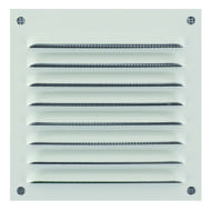 Grille à persiennes 150x150mm avec moustiquaire alu blanc