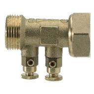 Clapet laiton droit DN 15 58mm 20/27 2x purge à volant NF