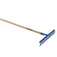 RATEAU ACIER FORGE MANCHE BOIS 14 DENTS COURBEES 1 300 X 28MM