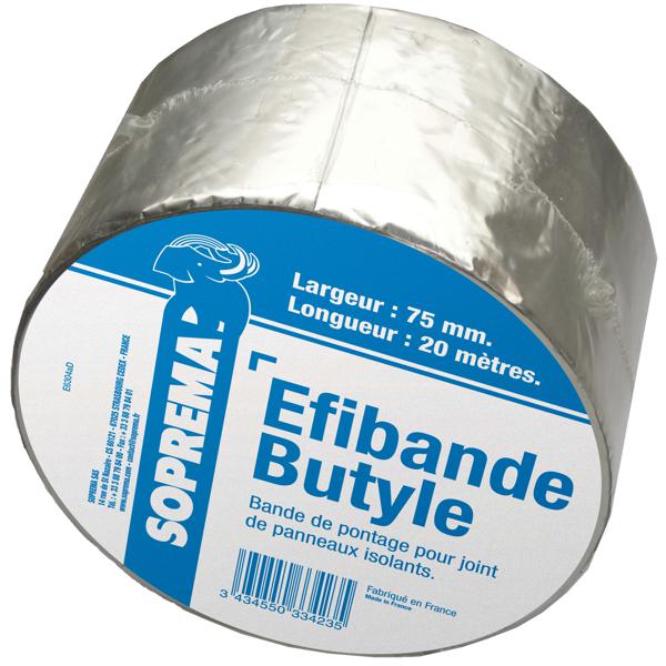 BANDE ADHESIVE POUR JOINTS EFIBANDE BUTYLE 75MMX20M ROULEAU(X)