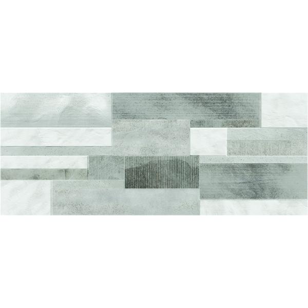 Faïence décor CROSSOVER drywall grey mat satiné 20x50cm Ep.7mm