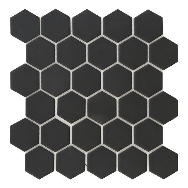 Mosaïque hexagone noir 27x28cm Ep.6mm