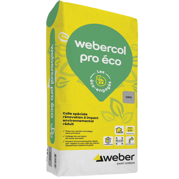 Mortier colle carrelage WEBERCOL PRO ECO gris sac 25kg