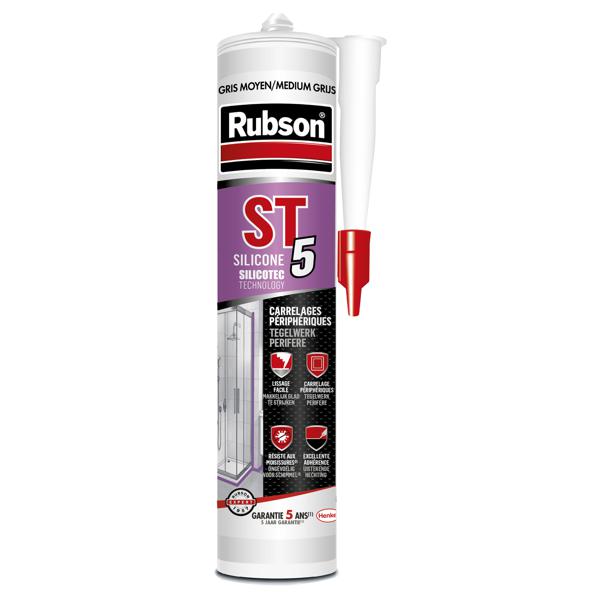 Mastic multiusage RUBSON ST 5 silicone Gris moyen cartouche 300ml