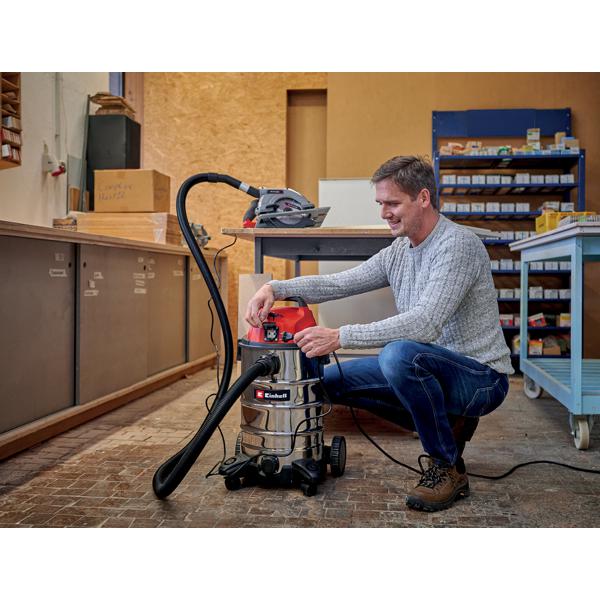 Aspirateur Eaux Et Poussières Einhell TC-VC 1930 SA - 1500W - Cuve Inox 30L - Prise Synchro - Avec Accessoires